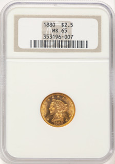 1880 $2.50 Liberty Quarter Eagle NGC MS65
