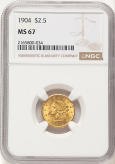 1904 $2.50 Liberty Quarter Eagle NGC MS67 (783786023)