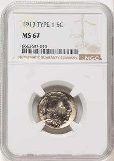 1913 T-1 5C Buffalo Nickel NGC MS67