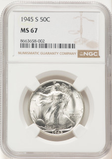 1945-S 50C Walking Liberty Half Dollar NGC MS67 (783706004)