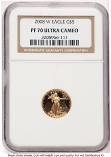 2008-W Proof Gold Eagle 1/10 oz Brown Label NGC PF70 (522240245)