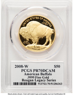 2008-W Proof Gold Buffalo 1 oz Reagan Legacy Series Michael Reagan Picture PCGS PR70