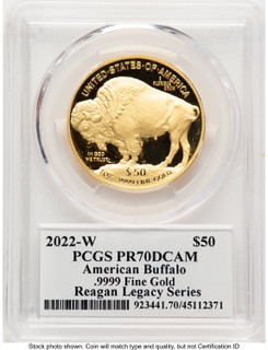 2022-W 1 oz Proof Gold Buffalo PCGS PR70 Reagan Legacy Series