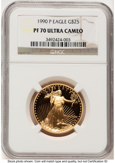 1990-P Proof Gold Eagle 1/2 oz Brown Label NGC PF70 (522240307)