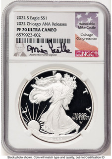2022 S Silver Eagle Chicago ANA Releases PF70 NGC Mike Castle