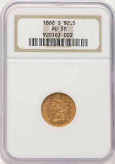 1868-S $2.50 Liberty Quarter Eagle NGC AU58