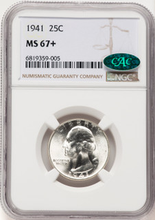 1941 25C CAC Washington Quarter NGC MS67+