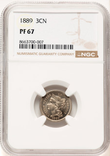 1889 3CN Proof Three Cent Nickel NGC PR67