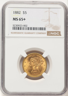 1882 $5 Liberty Half Eagle NGC MS65+ (778971045)