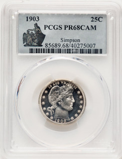 1903 25C CA Proof Barber Quarter PCGS PR68