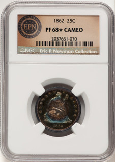 1862 25C CA Proof Seated Quarter NGC PR68 (781417002)
