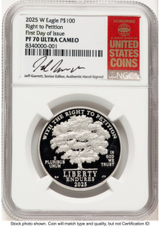 2025-W Proof Platinum Eagle 1 oz FDI Jeff Garrett Red Book NGC PF70