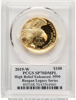 2019-W G$100 American Liberty High Relief Enhanced DMPL Reagan Legacy Series Michael Reagan Picture PCGS MS70