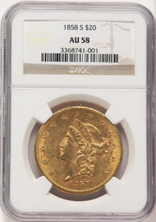 1858-S $20 Liberty Double Eagle NGC AU58 (784404001)