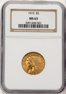 1915 $5 Indian Half Eagle NGC MS63 (507796016)