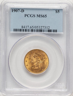 1907-D $5 Liberty Half Eagle PCGS MS65 (784626003)