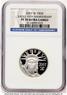 2007-W Proof Platinum Eagle 1/2 oz 10th Anniversary Label NGC PF70 (784188012)