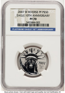 2007-W Reverse Proof Platinum Eagle 1/2 oz 10th Anniversary Label NGC PF70 (784375018)