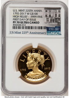 2017-W G$100 American Liberty High Relief FDI 225th Anniversary Label NGC PF70 (785337013)