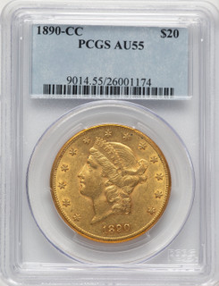 1890-CC $20 Liberty Double Eagle PCGS AU55