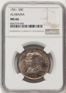 1921 50C Alabama Commemorative Silver NGC MS66