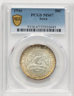 1946 50C Iowa Commemorative Silver PCGS MS67