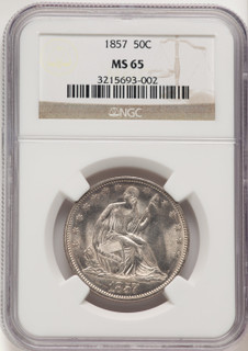 1857 50C WB-11 Seated Half Dollar NGC MS65