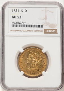 1851 $10 Liberty Eagle NGC AU53