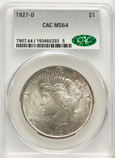 1927-D Peace Dollar CACG MS64