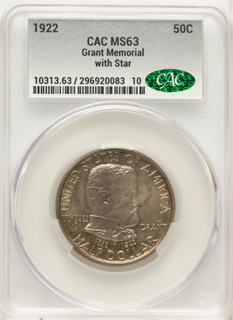 1922 50C Grant With Star Commemorative Silver CACG MS63