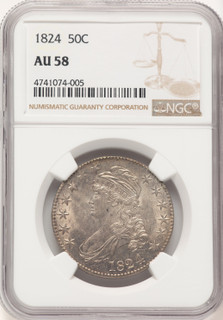1824/4 50C O-109 Bust Half Dollar NGC AU58