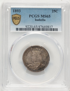 1893 25C Isabella Quarter Commemorative Silver PCGS MS65