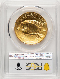 1907 $20 Flat Rim High Relief Double Eagle PCGS MS66+