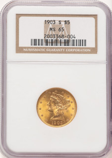 1903-S $5 Liberty Half Eagle NGC MS65