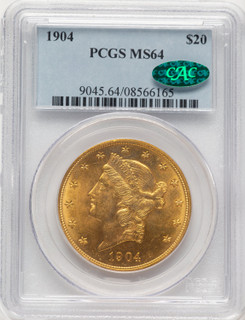 1904 $20 Liberty CAC Liberty Double Eagle PCGS MS64