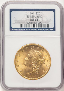 1861 $20 Liberty Double Eagle NGC MS64