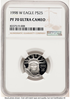 1998-W Proof Platinum Eagle 1/4 oz Brown Label NGC PF70