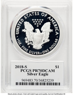 2018-S Proof Silver Eagle 1 oz TD Rogers PCGS PR70