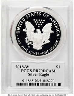 2018-W Proof Silver Eagle 1 oz TD Rogers PCGS PR70