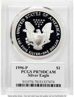 1996-P Proof Silver Eagle 1 oz TD Rogers PCGS PR70