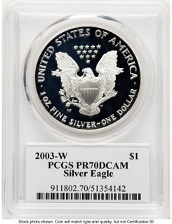 2003-W Proof Silver Eagle 1 oz TD Rogers PCGS PR70