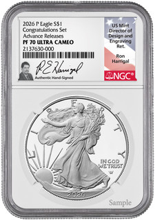 2026 P Silver Eagle Congratulations Set Advanced Releases NGC PF70 Harrigal