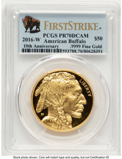 2016-W Proof Gold Buffalo 1 oz FS Bison Label PCGS PR70
