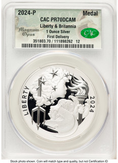2024-P Proof Silver Medal Liberty & Britannia 1 oz First Delivery Magnum Opus CACG PR70