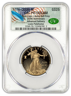 2026-W 1/2 oz Proof Gold Eagle 250 Liberty Bell AD CAC PR70 (1776-2026)