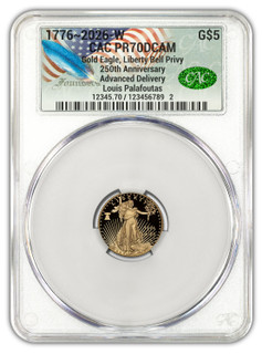 2026-W 1/10 oz Proof Gold Eagle 250 Liberty Bell AD CAC PR70 (1776-2026)