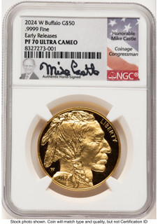 2024-W Proof Gold Buffalo 1 oz ER Mike Castle NGC PF70
