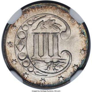 1860 3CS Three Cent Silver NGC MS67