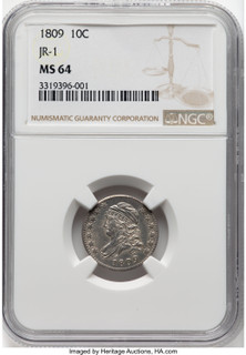 1809 10C JR-1 Bust Dime NGC MS64