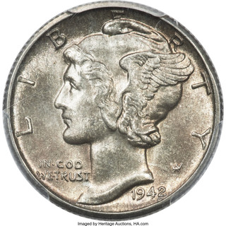 1942/1-D 10C FS-101 FB CAC Mercury Dime PCGS MS64+